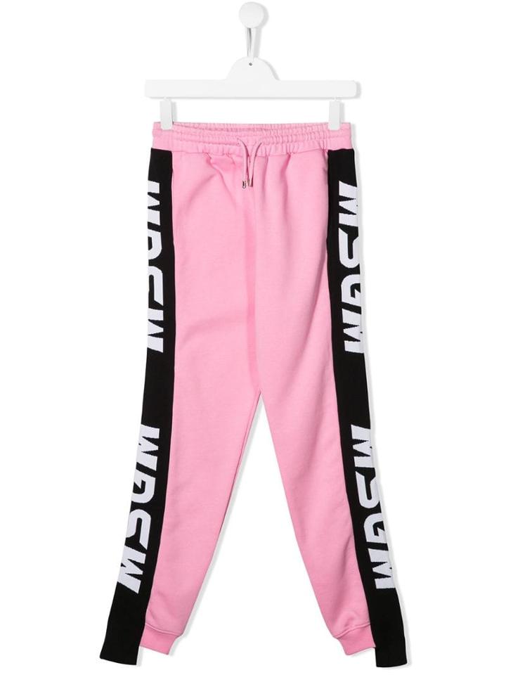 Msgm Kids Teen Logo Band Track Pants - Pink