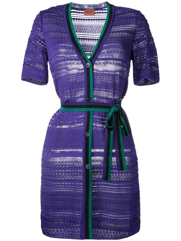 Missoni Buttoned Belted Dress, Women's, Size: 40, Pink/purple, Viscose/polyester