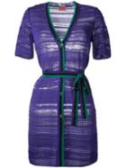 Missoni Buttoned Belted Dress, Women's, Size: 40, Pink/purple, Viscose/polyester