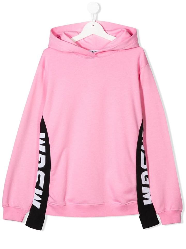 Msgm Kids Side Logo Hoodie - Pink