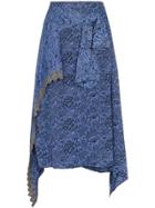 Chloé Asymmetric Wrap Midi Skirt - Blue
