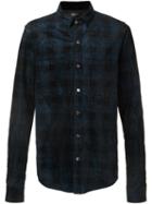 Amiri Plaid Button Down Shirt, Men's, Size: Medium, Blue, Suede