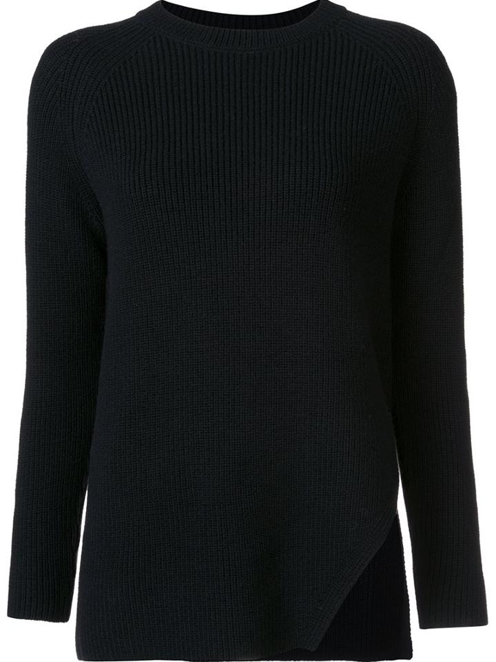 Odeeh Ribbed Side Slit Jumper, Women's, Size: 34, Black, Virgin Wool