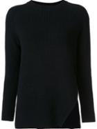 Odeeh Ribbed Side Slit Jumper, Women's, Size: 34, Black, Virgin Wool