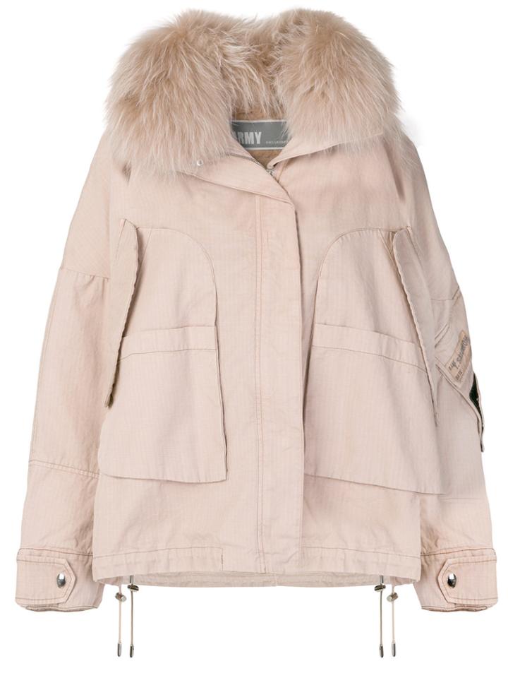 Army Yves Salomon Oversize Hooded Coat - Pink & Purple