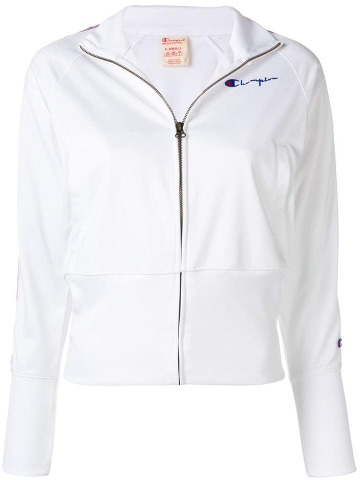 Champion Logo Lined Zipped Jacket - White