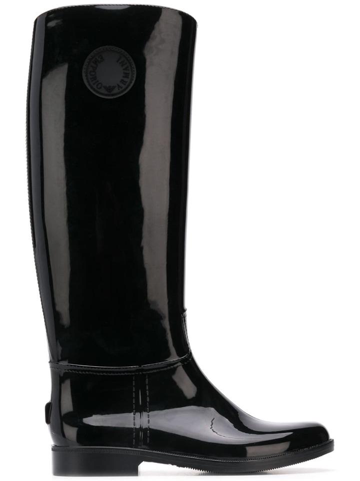 Emporio Armani Knee Length Wellies - Black