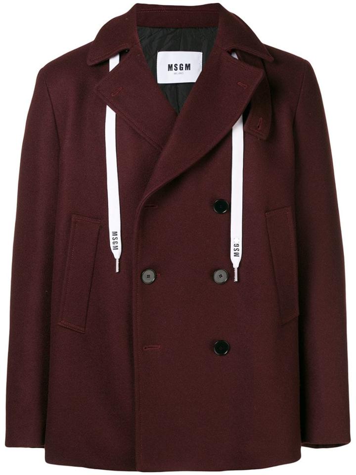 Msgm Double-breasted Hoodie Jacket - Red