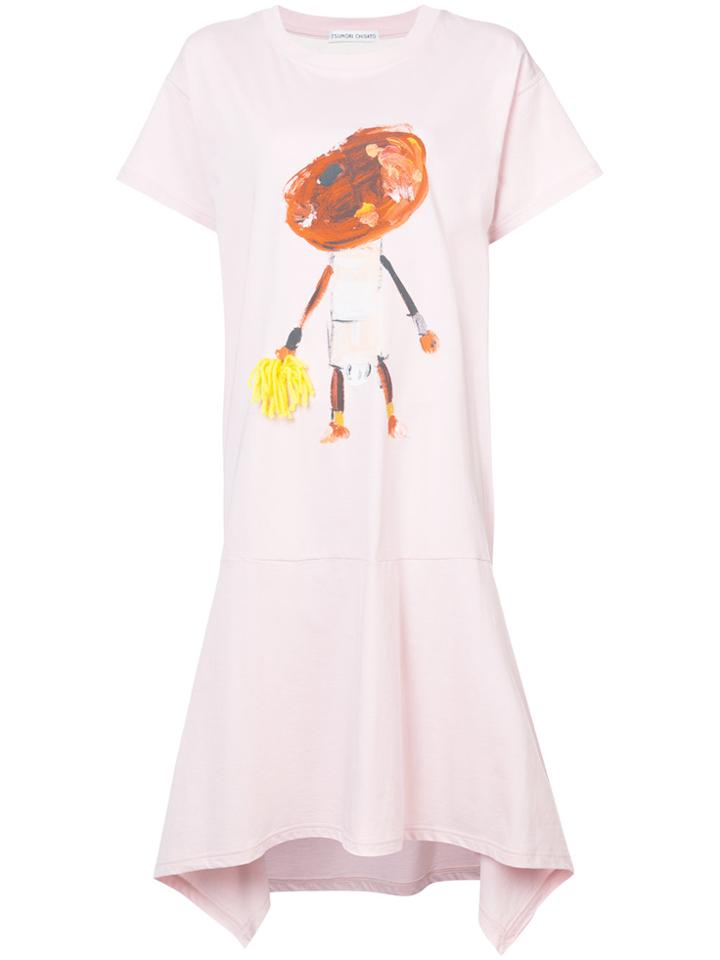 Tsumori Chisato Paint Print T-shirt Dress - Pink & Purple