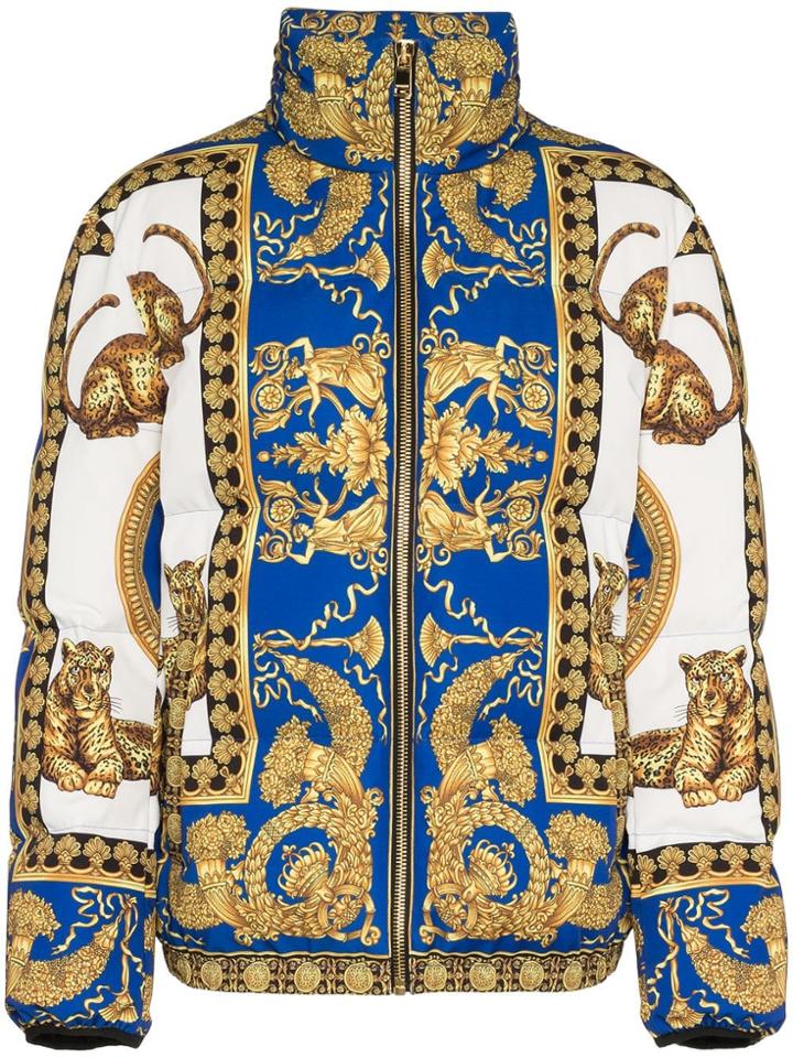 Versace Signature Dea Feather Down Puffer Jacket - Blue