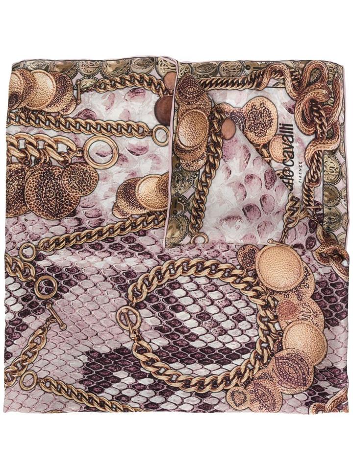 Roberto Cavalli Chain Print Scarf - Neutrals