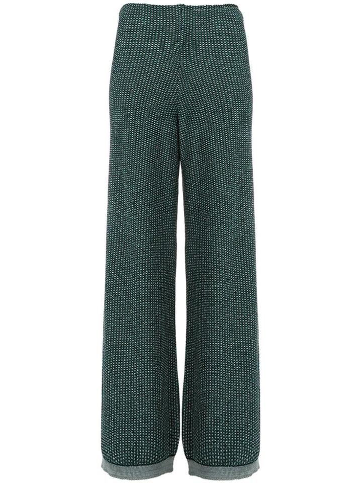 Circus Hotel Wide-leg Tweed Trousers - Green