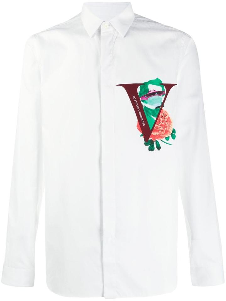 Valentino Valentino Garavani V Face Rose Print Shirt - White