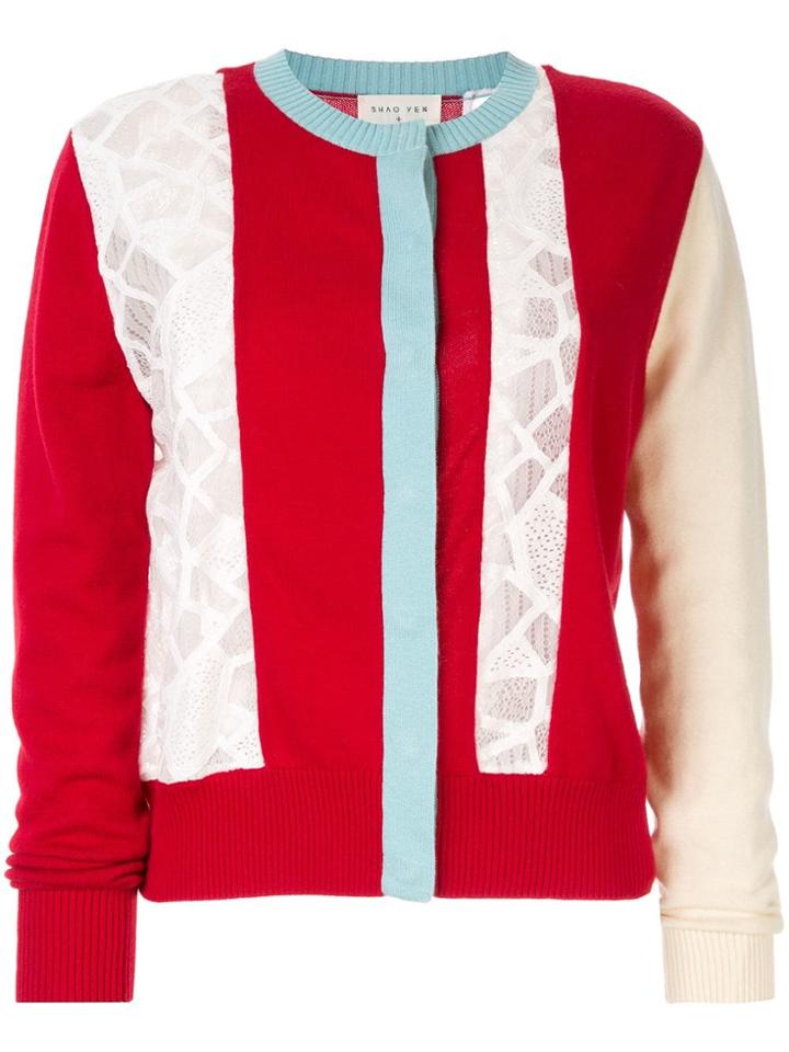 Onefifteen Contrast Panel Cardigan - Red