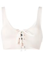 Puma - Ribbed Lace Up Crop Top - Women - Cotton - Xs, Nude/neutrals, Cotton