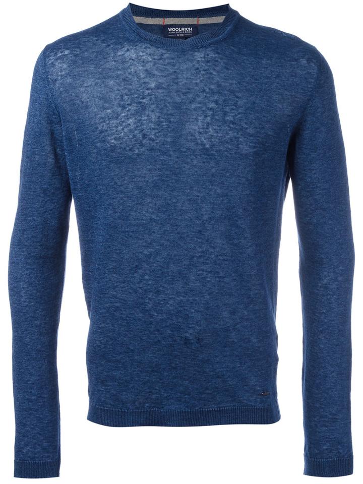 Woolrich Plain Sweater, Men's, Size: Large, Blue, Linen/flax