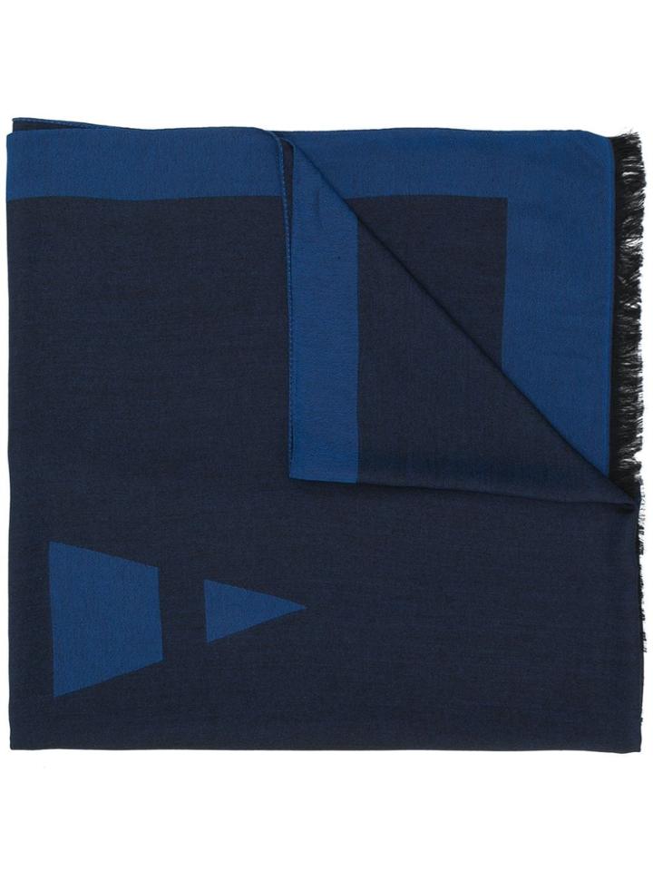 Emporio Armani Woven Logo Scarf - Blue