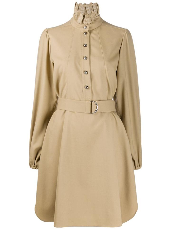 Chloé Embroidered Ruff-collar Dress - Neutrals