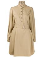 Chloé Embroidered Ruff-collar Dress - Neutrals