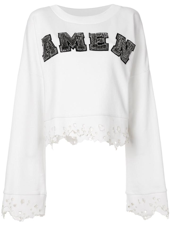 Amen Cropped Logo Jumper - Nude & Neutrals