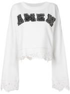 Amen Cropped Logo Jumper - Nude & Neutrals