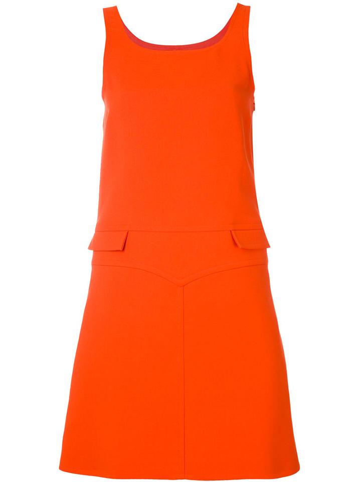 Courrèges - Sleeveless Double Pocket Dress - Women - Silk/polyester/wool - 38, Red, Silk/polyester/wool