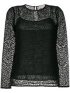 Michael Michael Kors Long-sleeved Lace Top - Black