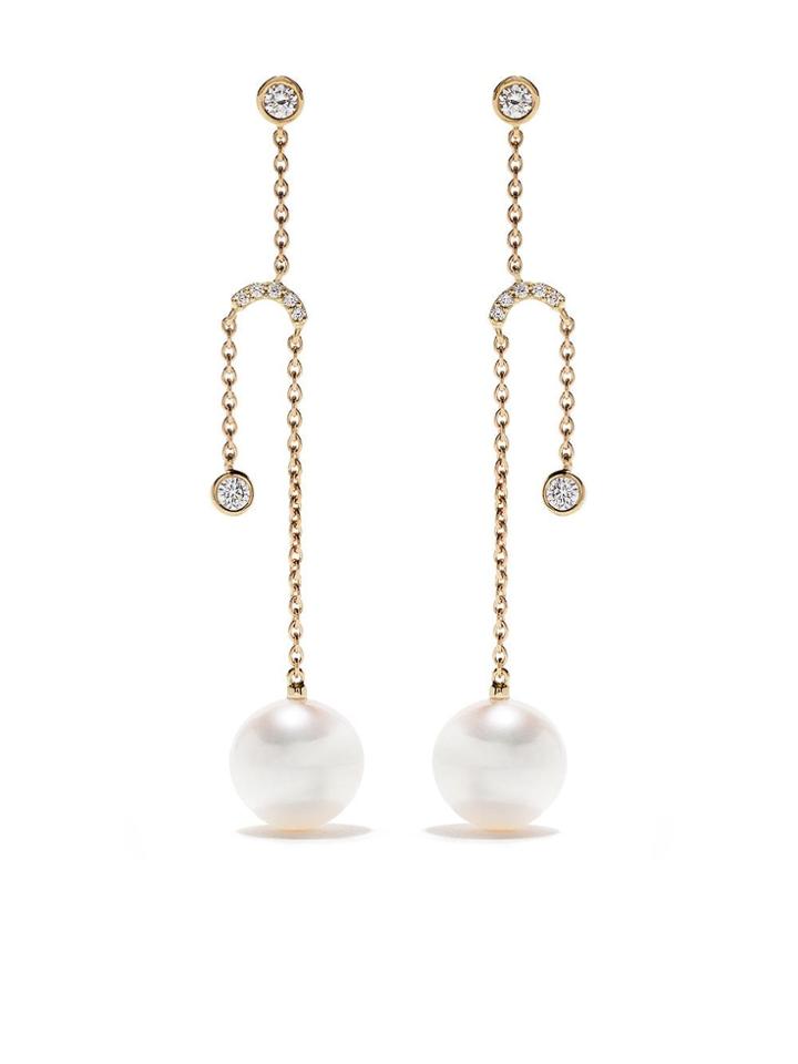 Yoko London 18kt Yellow Gold Trend Diamond And Pearl Earrings - 6
