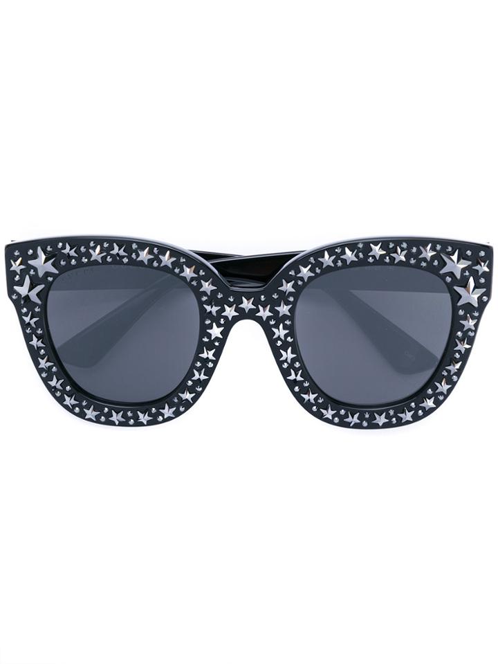Gucci Eyewear Cat Eye Sunglasses With Stars - Black