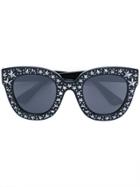 Gucci Eyewear Cat Eye Sunglasses With Stars - Black