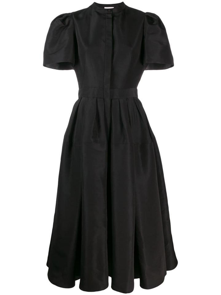 Alexander Mcqueen Ruffled Shoulder Midi Dress - Black