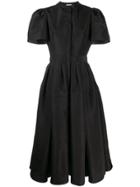 Alexander Mcqueen Ruffled Shoulder Midi Dress - Black
