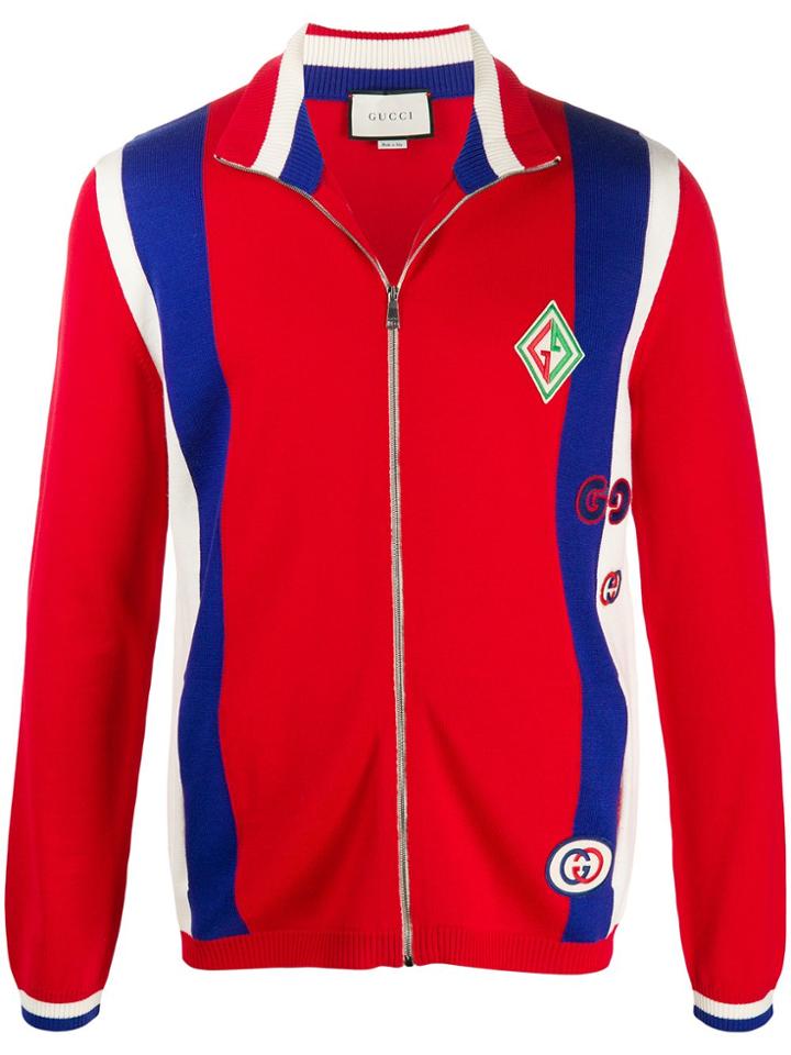 Gucci Stripe Detail Cardigan - Red
