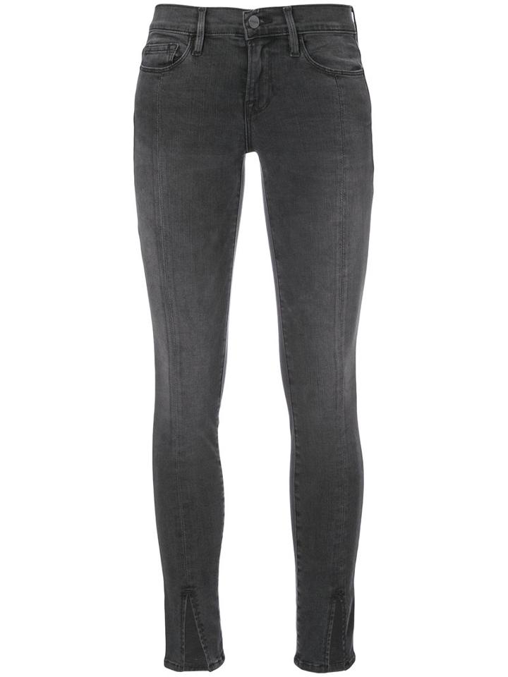 Frame Denim - Front Slit Jeans - Women - Cotton/polyester/spandex/elastane/modal - 24, Black, Cotton/polyester/spandex/elastane/modal