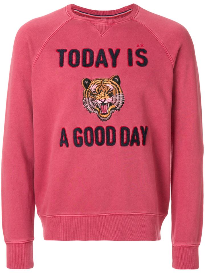 Sun 68 Tiger Print Sweatshirt - Red