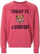 Sun 68 Tiger Print Sweatshirt - Red