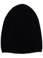 Barrie Cashmere Ribbed Beanie, Women's, Black, Cashmere