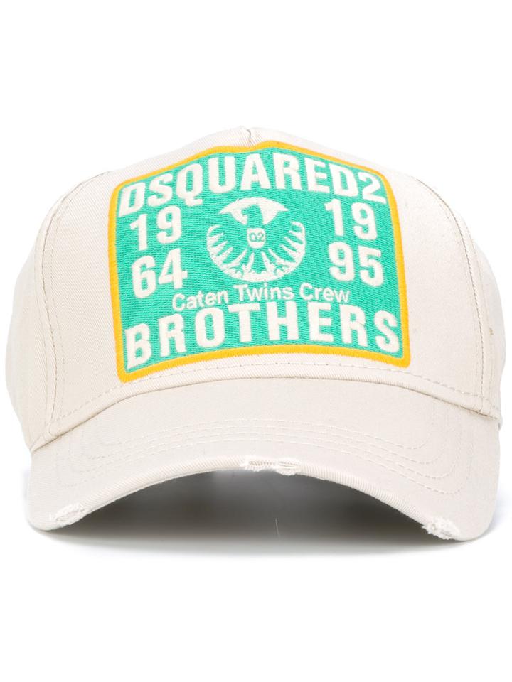 Dsquared2 Brothers Patch Baseball Cap, Men's, Grey, Cotton
