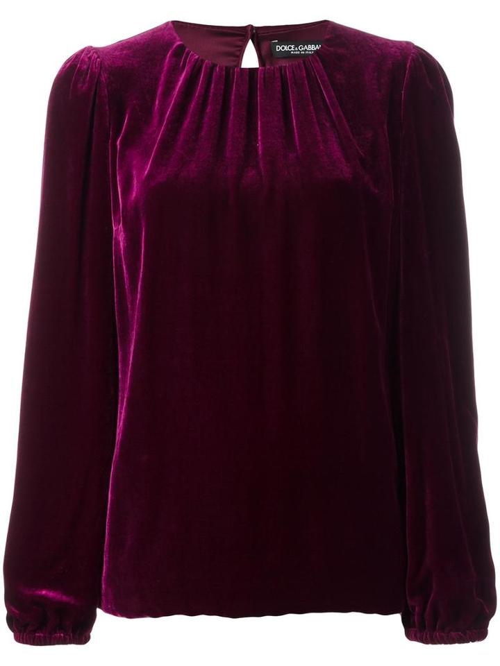 Dolce & Gabbana Velvet Top, Women's, Size: 40, Pink/purple, Silk/viscose/spandex/elastane