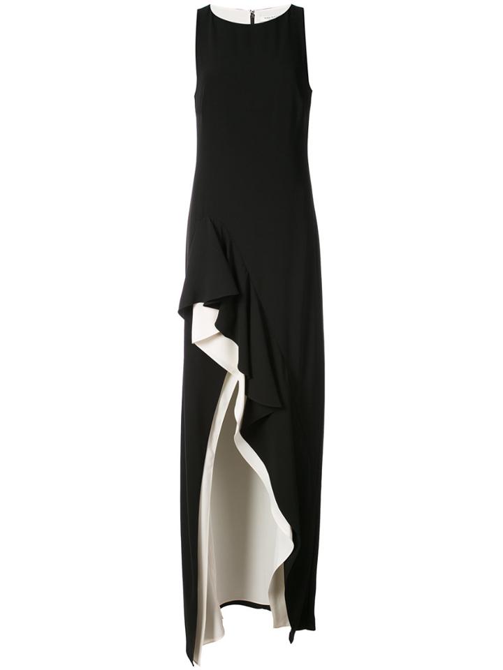 Halston Heritage Contrast Trim Evening Dress - Black