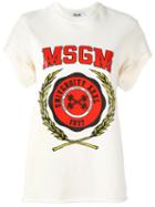 Msgm Logo Print Shortsleeved Sweatshirt, Women's, Size: Small, White, Cotton