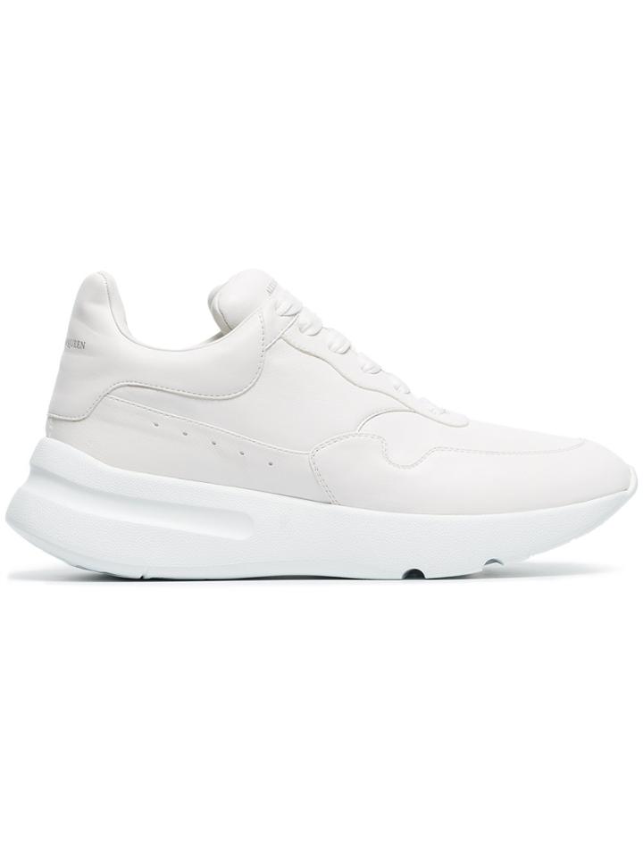 Alexander Mcqueen Optical White Runner Oversized Leather Sneakers