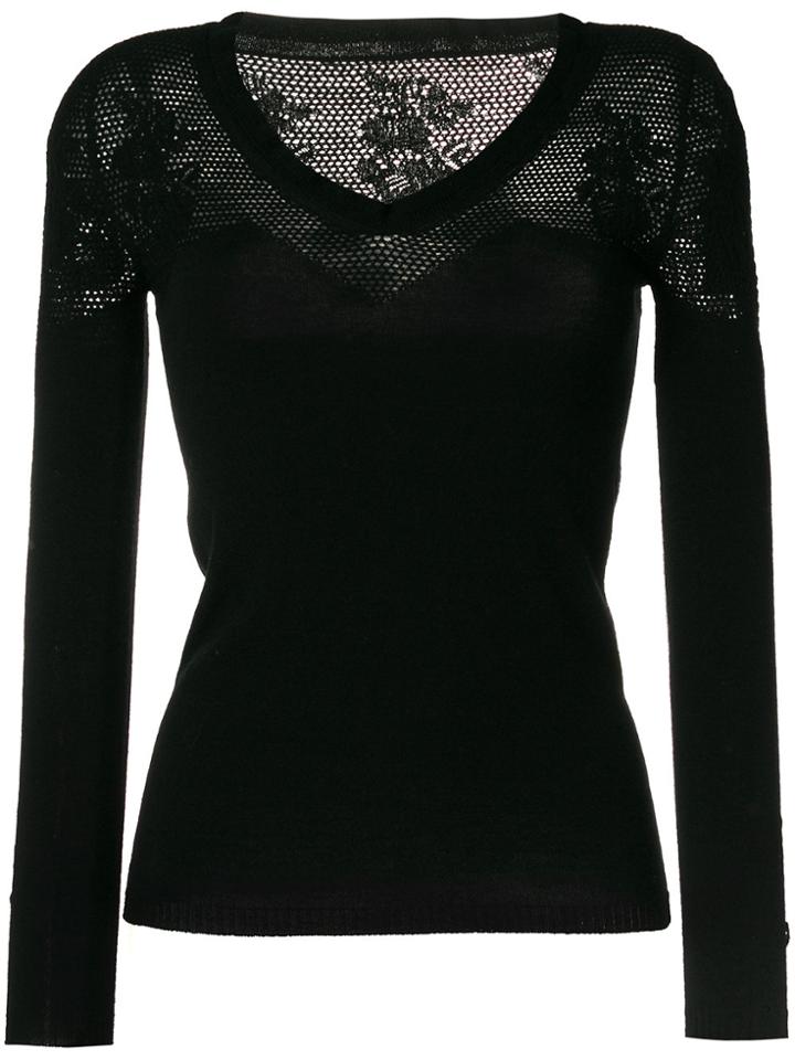 Twin-set Perforated Knit Jumper - Black