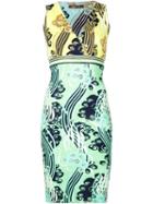 Roberto Cavalli Printed Stretch Dress, Women's, Size: 44, Blue, Nylon/spandex/elastane