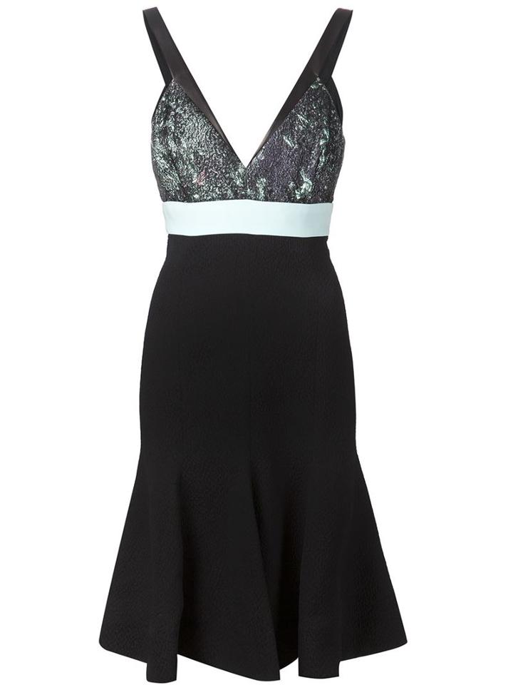 J. Mendel V-neck Mixed Texture Dress