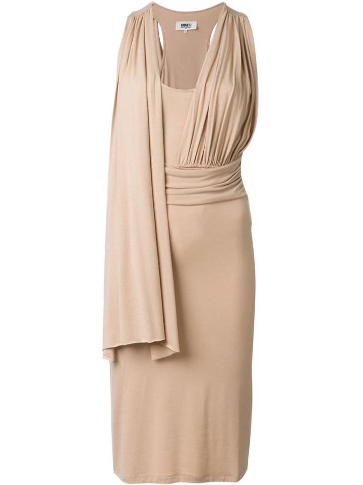 Mm6 Maison Margiela Draped Front Jersey Dress, Women's, Size: S, Nude/neutrals, Elastodiene/viscose