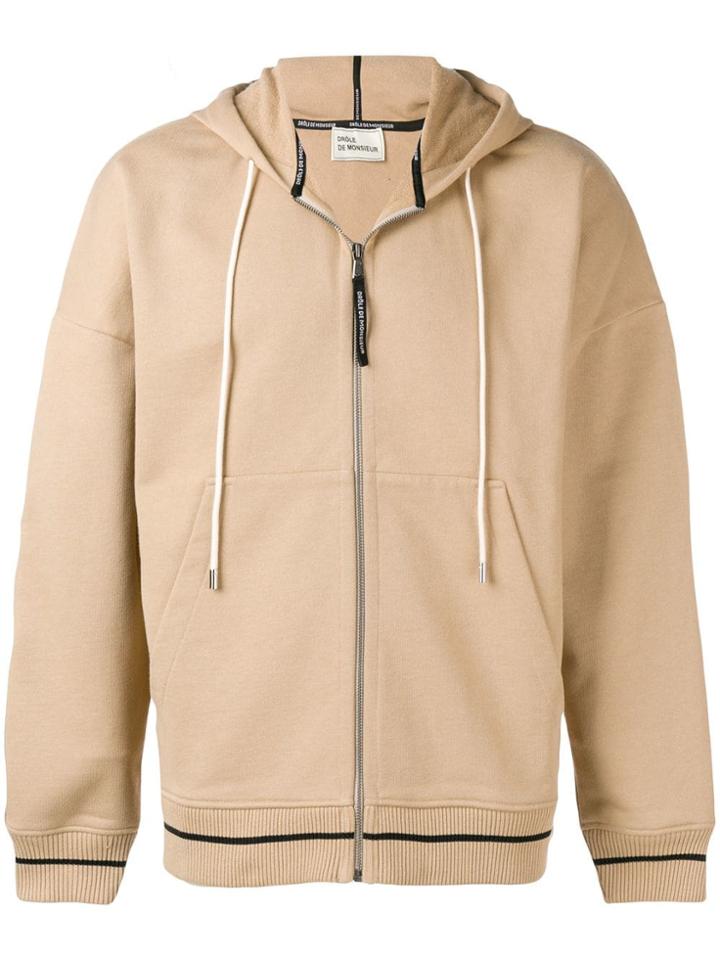 Drôle De Monsieur Printed Zipped Hoodie - Neutrals