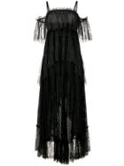 Philosophy Di Lorenzo Serafini Off-shoulder Lace Tiered Dress, Women's, Size: 44, Black, Cotton/polyamide/polyester