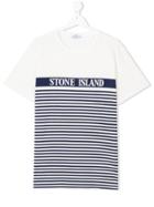 Stone Island Junior Teen Striped Logo T-shirt - White