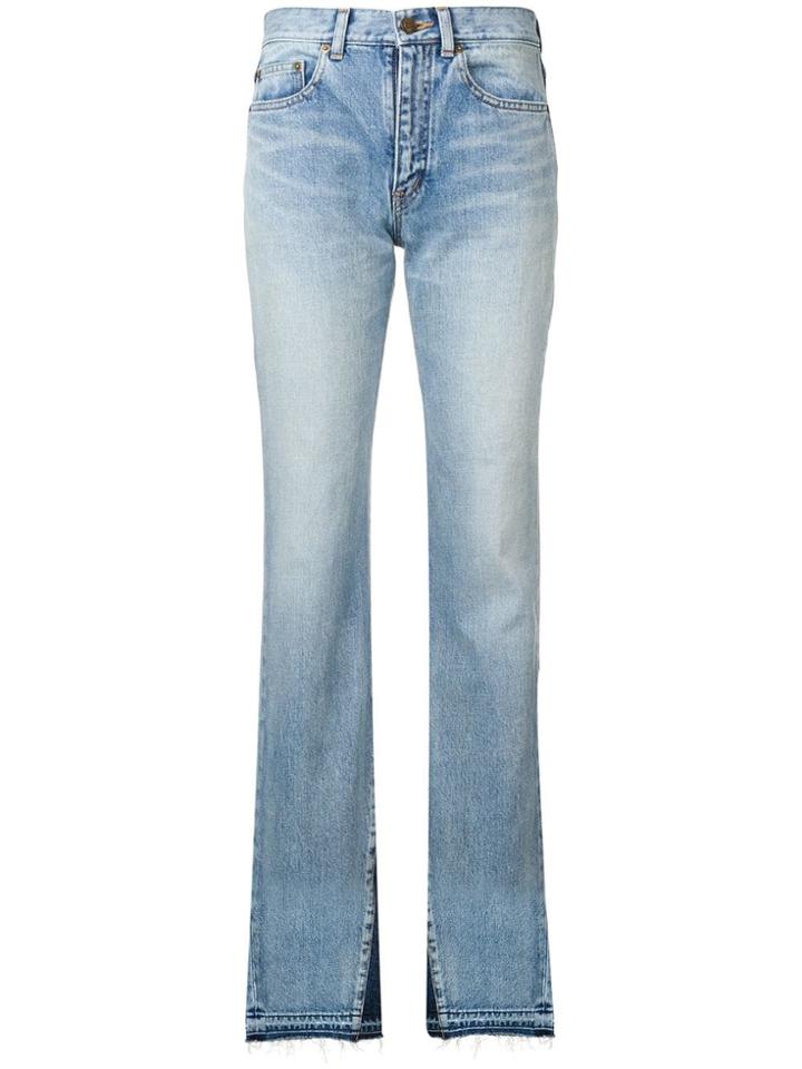 Saint Laurent Contrast Flared Jeans - Blue